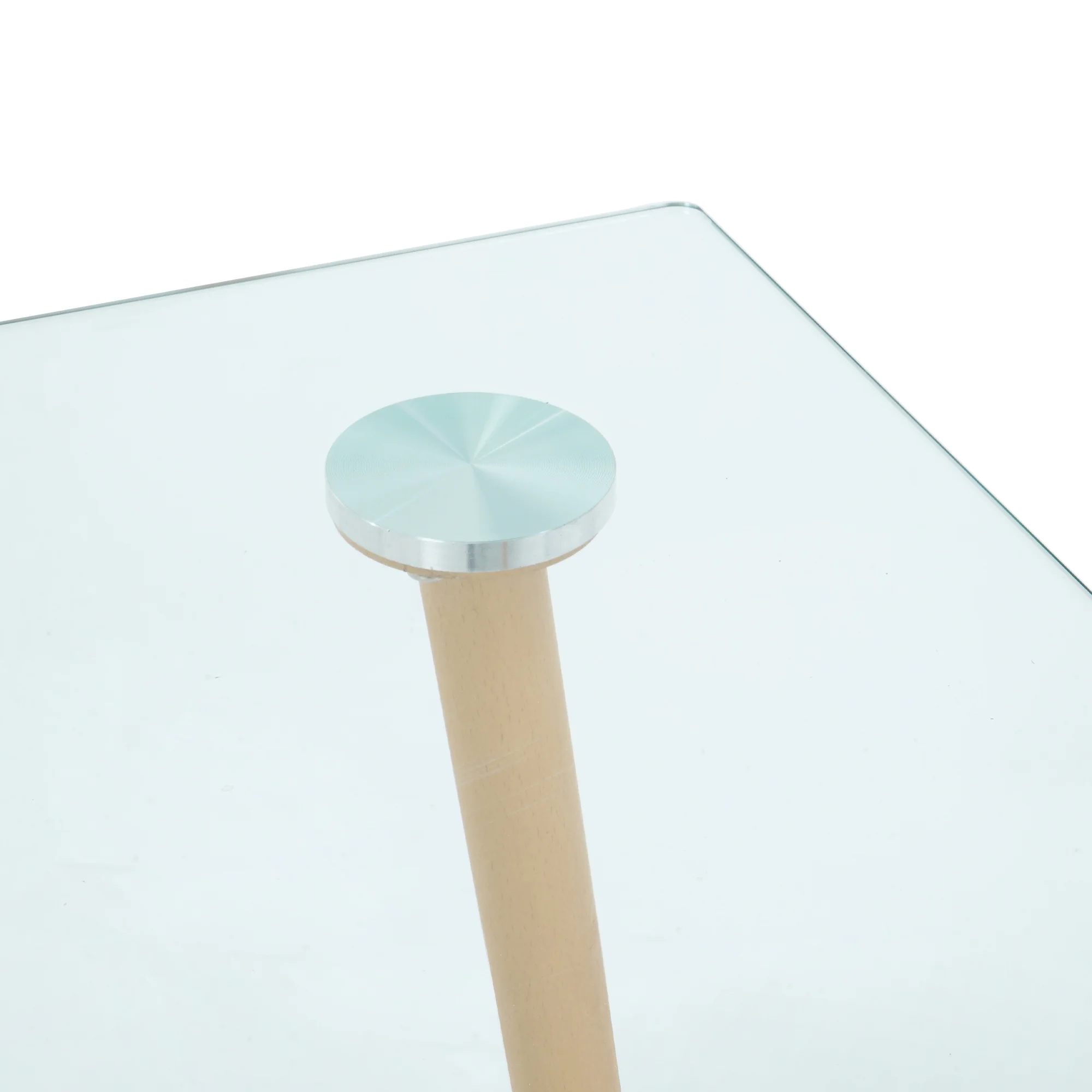 Modern Kitchen Glass dining table 51" Rectangular Tempered Glass Table top,Clear Dining Table Metal Legs wood-transfer Metal Legs legs(set of 1)