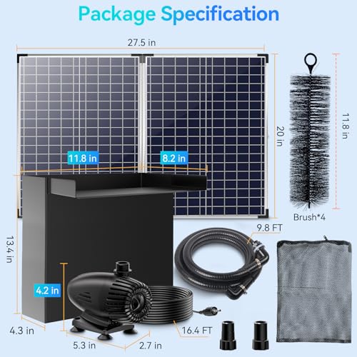 POPOSOAP 24 Inch Pond Waterfall Spillway with 1200GPH Pump, 304 Stainless Steel Waterfall Kit with 9.8FT Corrugated Tube