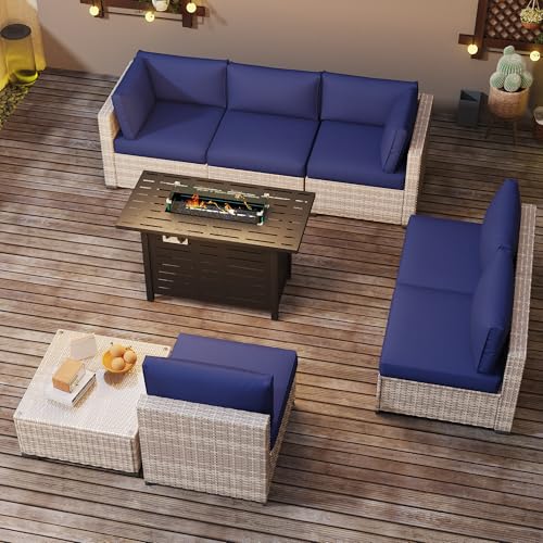 KIGOTY Patio Furniture Set 7 Pieces Conversation Sets, Outdoor Sectional Sofa