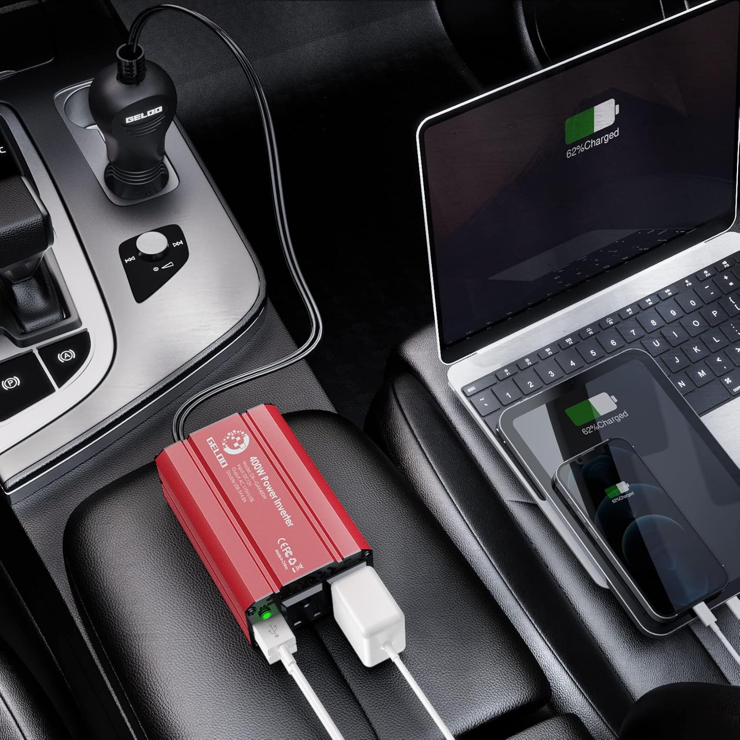 400W Car Power Inverter DC 12V to AC 110V Car Charger with 4.8A Dual USB Car Outlet Adapter