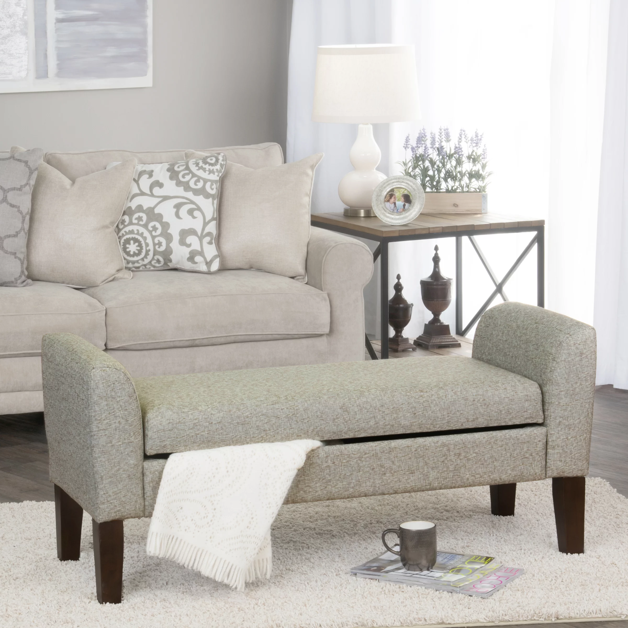 HomePop Tara Storage Bench Settee, Multiple Colors