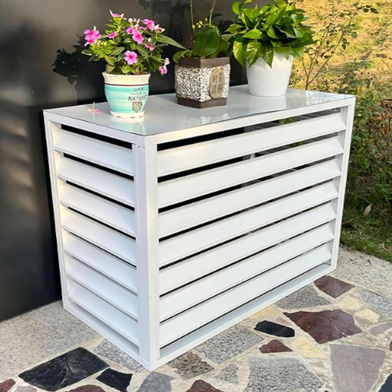 Aluminum Air Conditioner and Heat Pump Cover ,Mini Split Air Conditioner Cover for Outside Units ,Shelf Plant Stand ,Outdoor AC Unit Cover