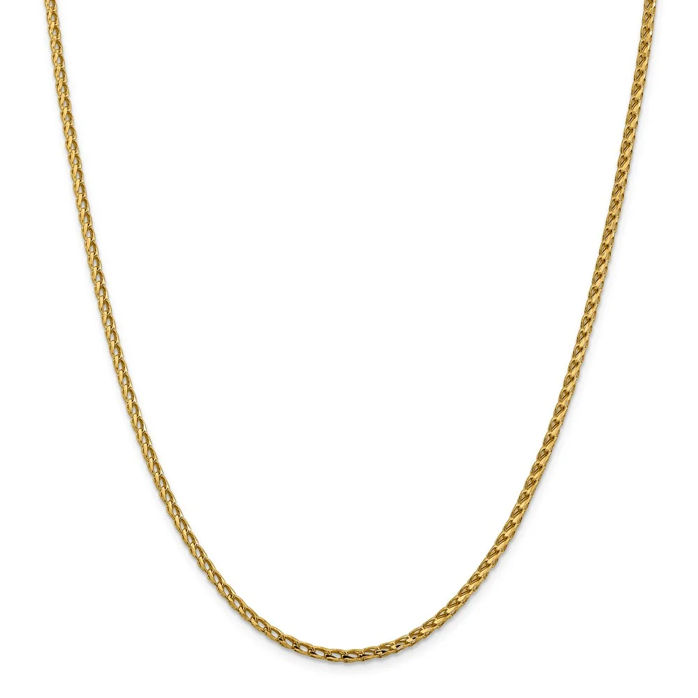 Leslie's Real 14kt Yellow Gold 2.45mm Diamond Cut Open Franco Chain; 18 inch; for Adults and Teens; for Women and Men