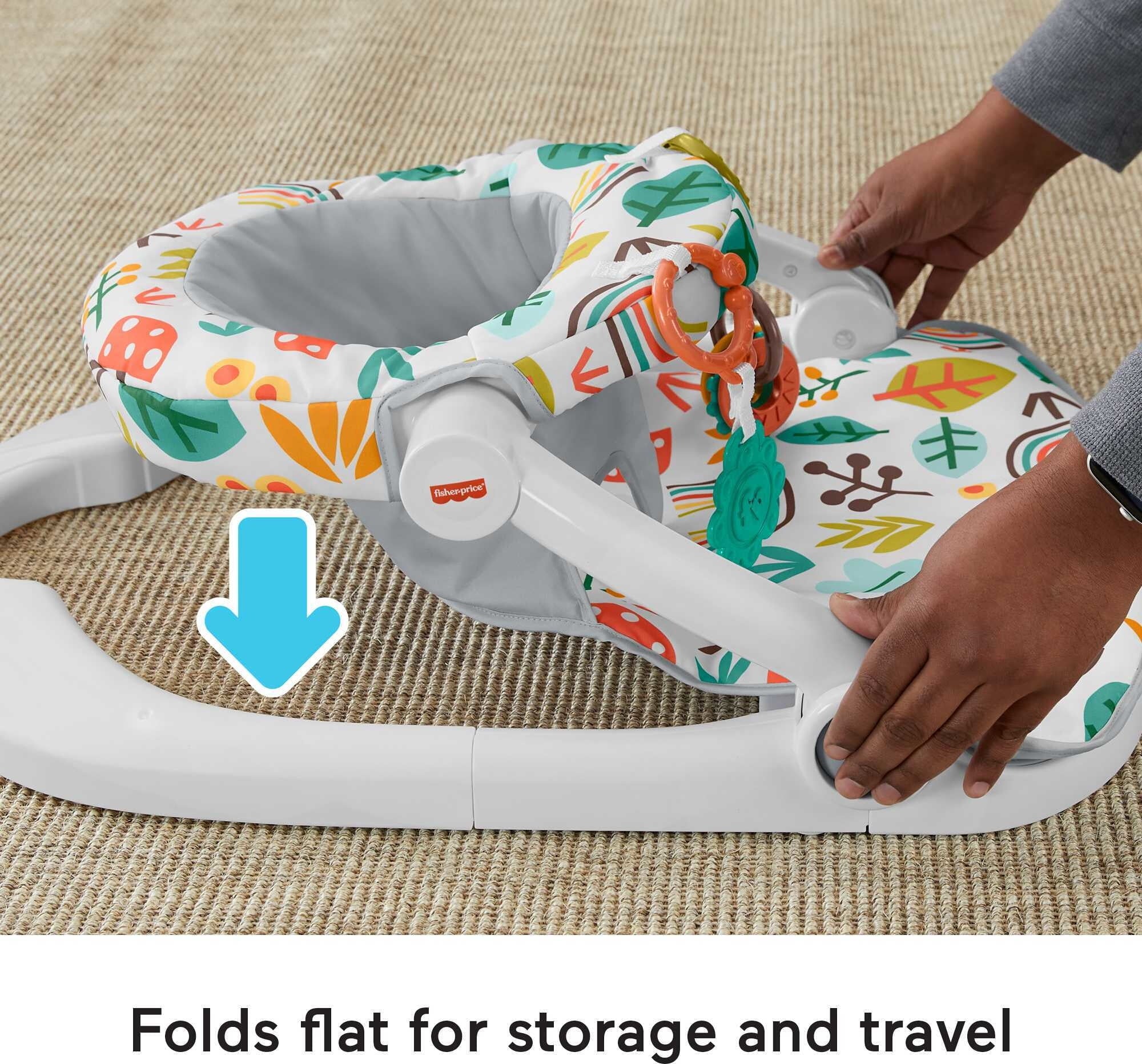 Fisher-Price Sit-Me-Up Floor Seat Portable Infant Chair with 2 Toys, Whimsical Forest