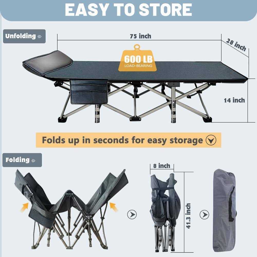 Folding Camping Cot Heavy-Duty Sleeping Cots with Carry Bag - Sports Supplies Online Store