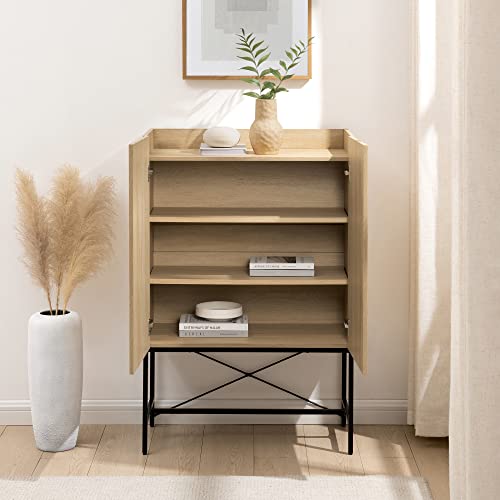 Walker Edison Livv Contemporary 2-Door Tall Accent Cabinet, 47 Inch, Dark Walnut