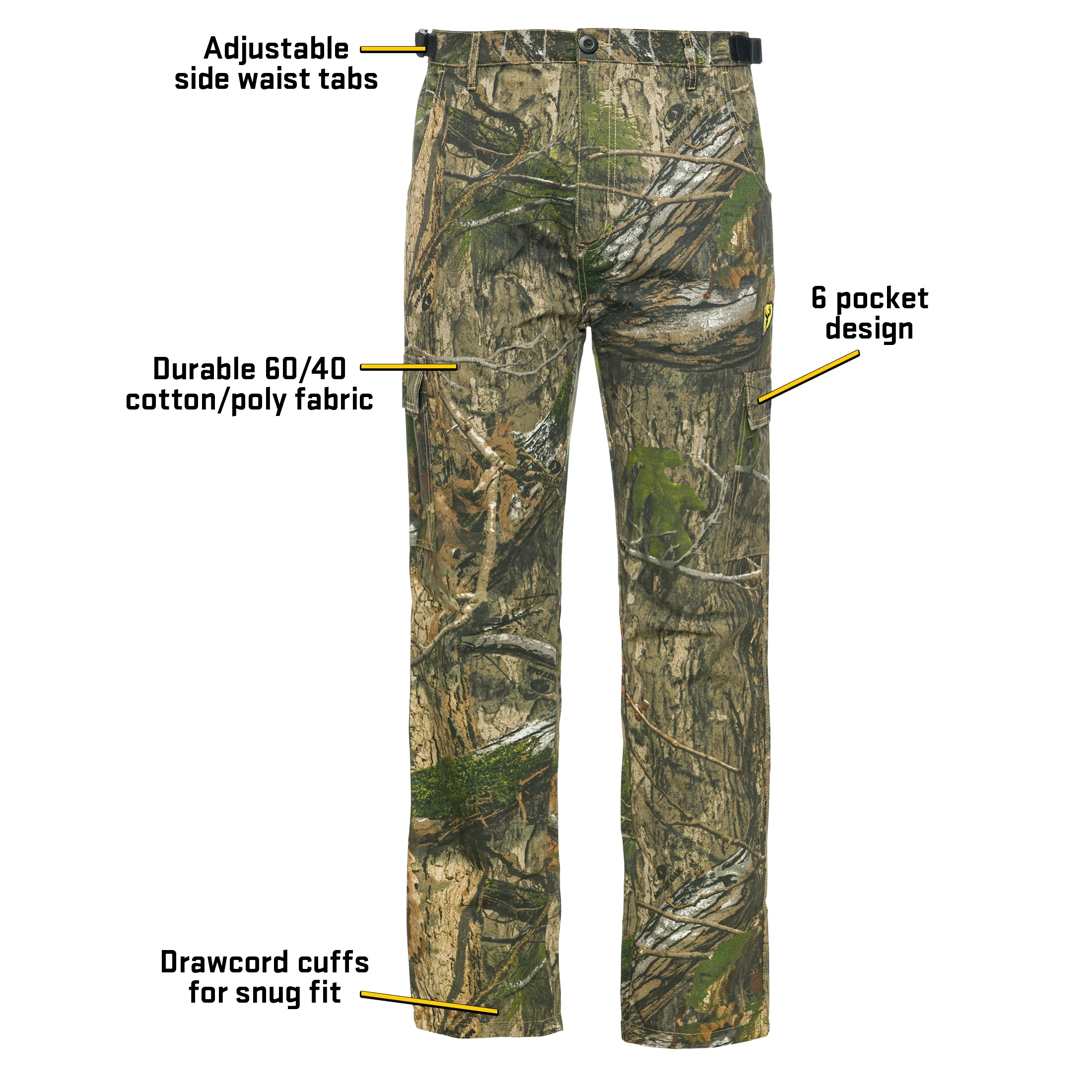 Scent Blocker Shield Series Fused Cotton Pants, Hunting Pants for Men (Mossy Oak Country DNA, Large)