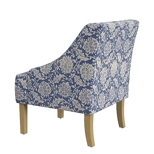 HomePop Velvet Swoop Arm Accent Chair, Suri Blue