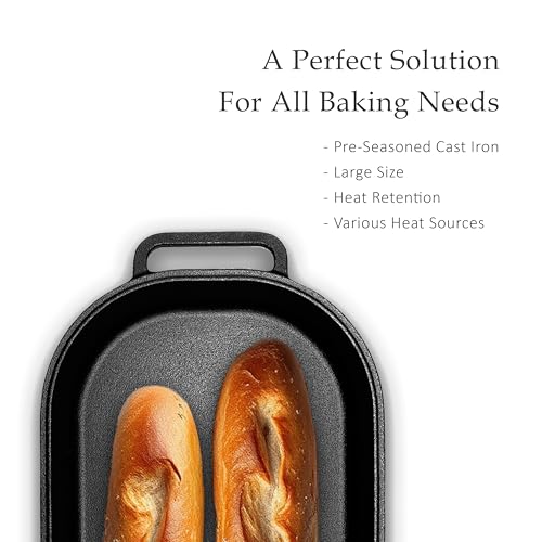 Cuisiland Large Heavy Duty Pre-seasoned Cast Iron Bread & Loaf Pan - A perfect way for baking