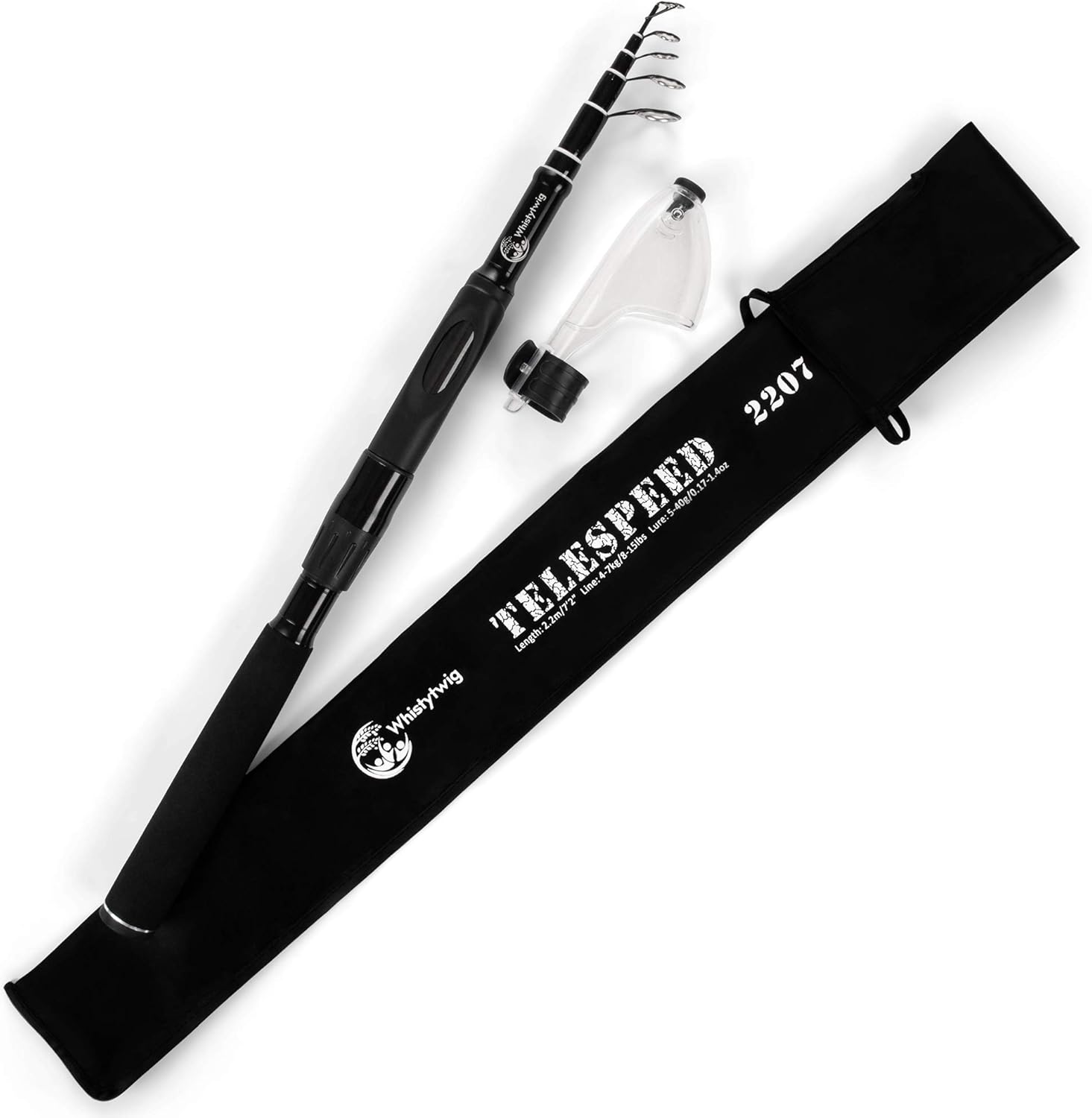 Telescopic Fishing Rod, Lightweight Carbon Fiber - Collapsible Freshwater and Saltwater Fishing Pole for Travel, Boating Trips - Durable