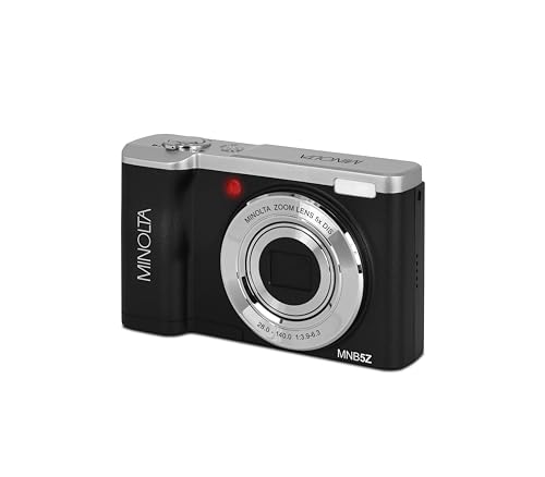 Minolta 56MP Dual Lens Digital Camera &ndash; 5X Optical Zoom, 5K Ultra HD Video, CMOS Sensor, 2.8-inch LCD Screen, Stabilization, Selfie Lens