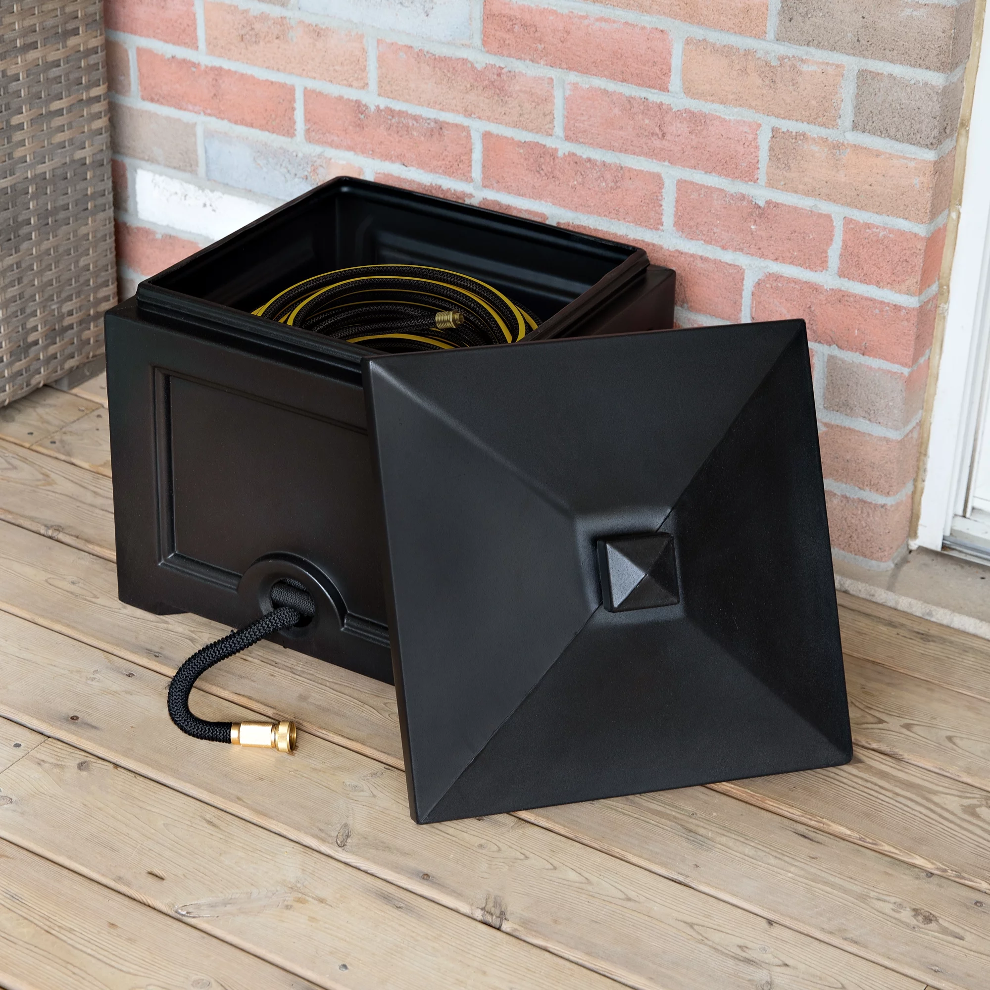 Mayne Fairfield Black 100ft Hideaway Garden Hose Bin - Radiant Selections