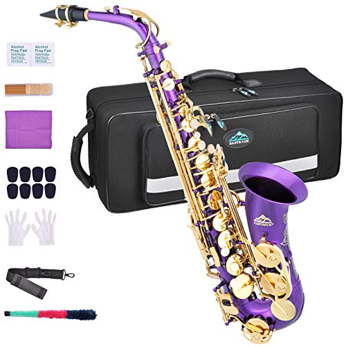 EASTROCK Black/Golden Alto Saxophone E Flat Sax Full Kit for Students Beginner with Carrying Case,Mouthpiece,Mouthpiece Cushion Pads