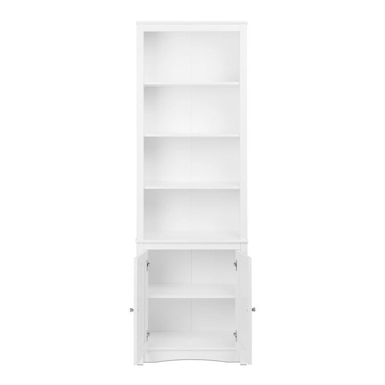 Prepac Tall 6 Shelf Bookcase with 2 Shaker Doors, White