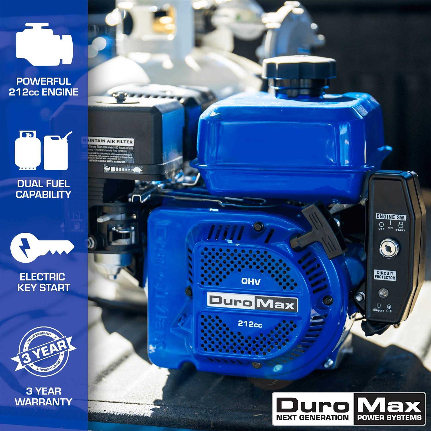 DuroMax XP7HPX 212cc 3/4 Shaft Recoil/Electric Start Horizontal Dual Fuel Engine - Shop Hardware Tools Online Store