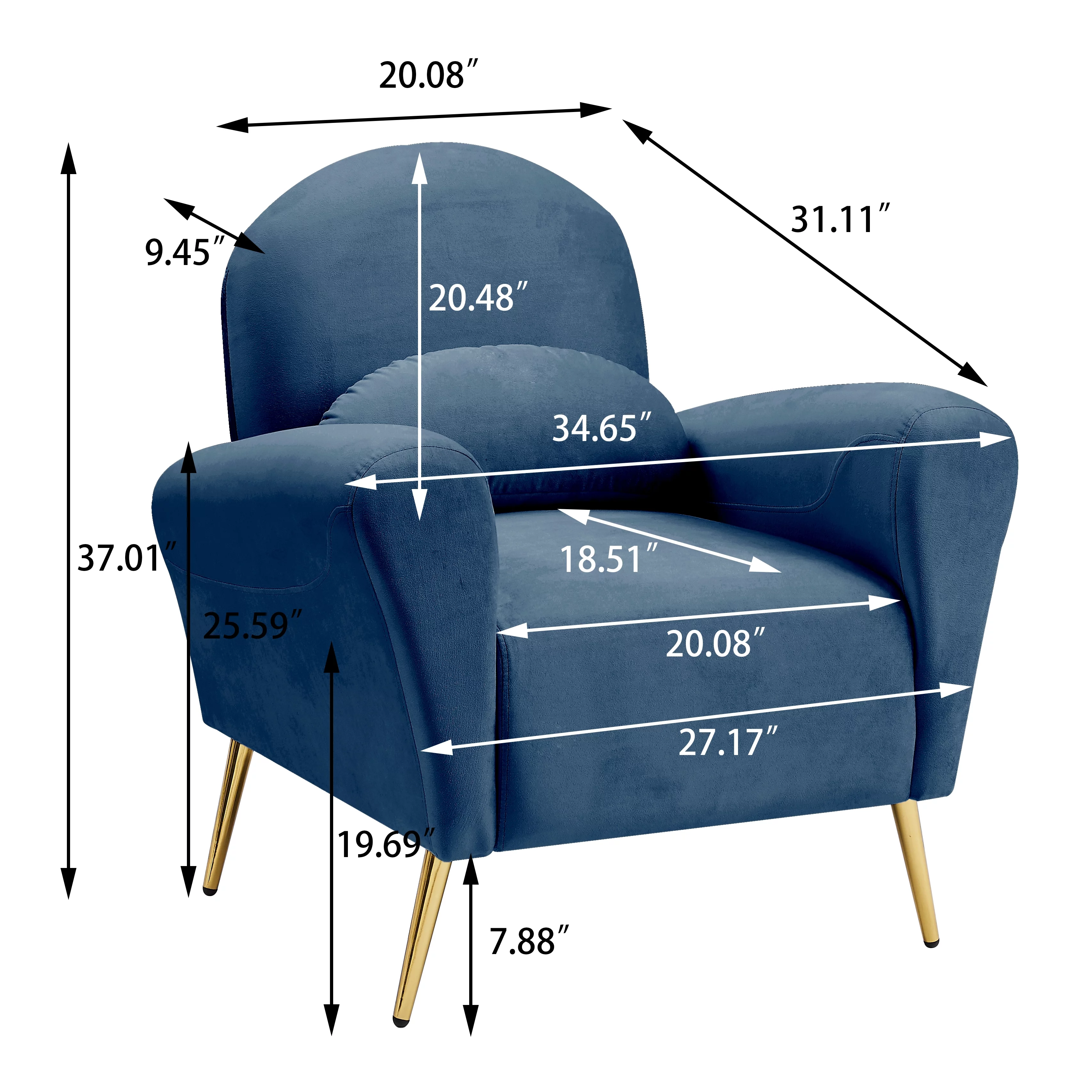 Jayseem Modern Wooden Leg Armless Living Room Chair