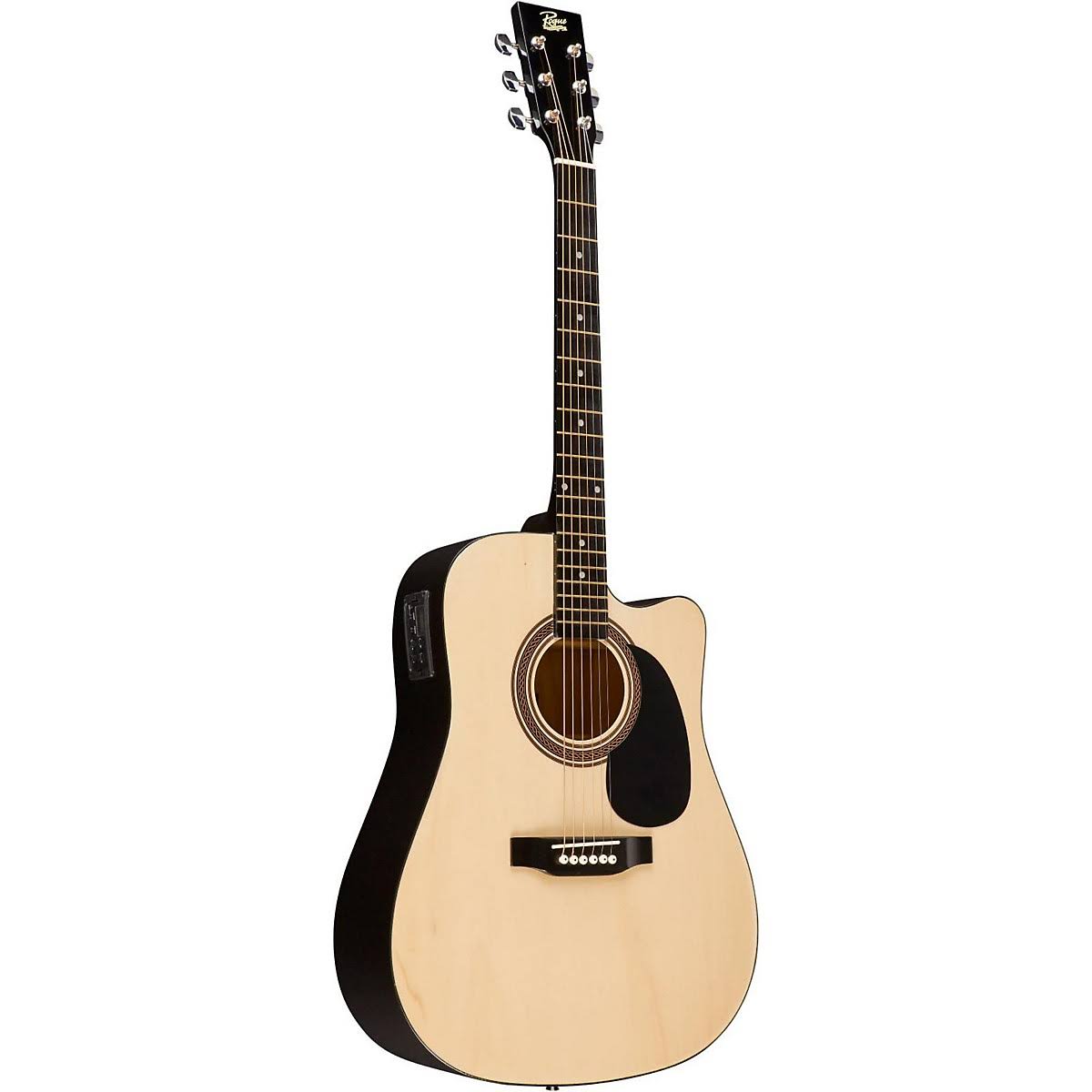 Rogue RA-090 Dreadnought Cutaway Acoustic-Electric Guitar, Natural with Road Runner RRDWA Case