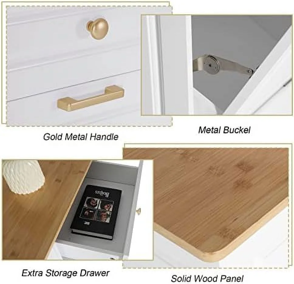 HOOMHIBIU Double Barn Door Style Trash Cabinet  Double Tilt Out Trash Cabinet with Solid Hideaway Drawer Rustic Kitchen Trash Cabinet Free Standing