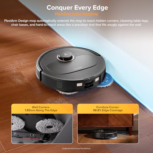 roborock Qrevo S5V Robot Vacuum and Mop, FlexiArm Edge Mopping, 12,000Pa Suction, Dual Zero-Tangle System, Smart Obstacle Avoidance, 10mm Mop Lifting