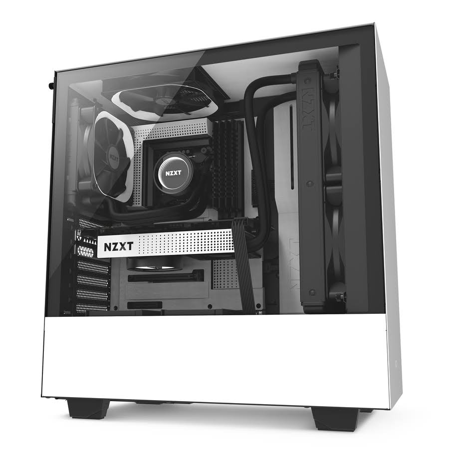 NZXT H500 Tempered Glass Mid Tower Case, White/Black