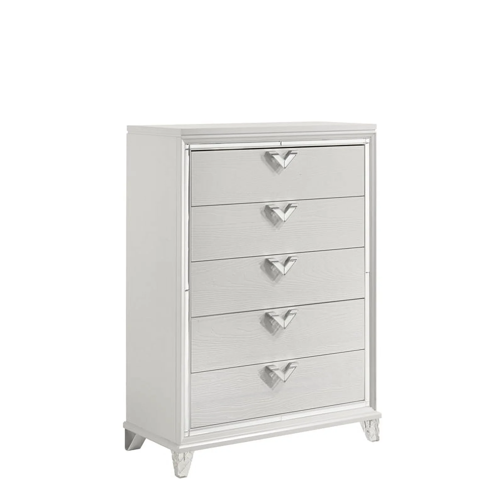 Pemberly Row Prism 5 PC King Modern Bedroom Set made with Wood in White color
