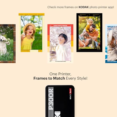 KODAK Mini 3 Retro 4PASS Portable Photo Printer (3x3 inches) + 8 Sheets, White