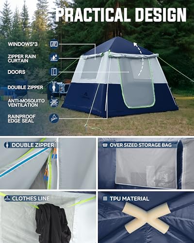 14.1'x6.5'x9' Inflatable Tents for Camping, Portable 6/8/10 Person Blow Up Air Tent