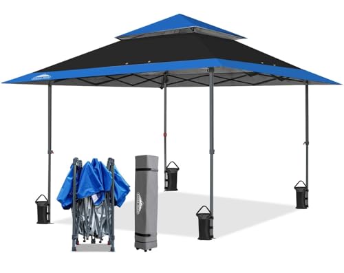 EAGLE PEAK 13x13 Straight Leg Pop Up Canopy Tent Instant Outdoor Canopy Easy Single Person Set up Folding Shelter w/Auto Extending Eaves 169 Square