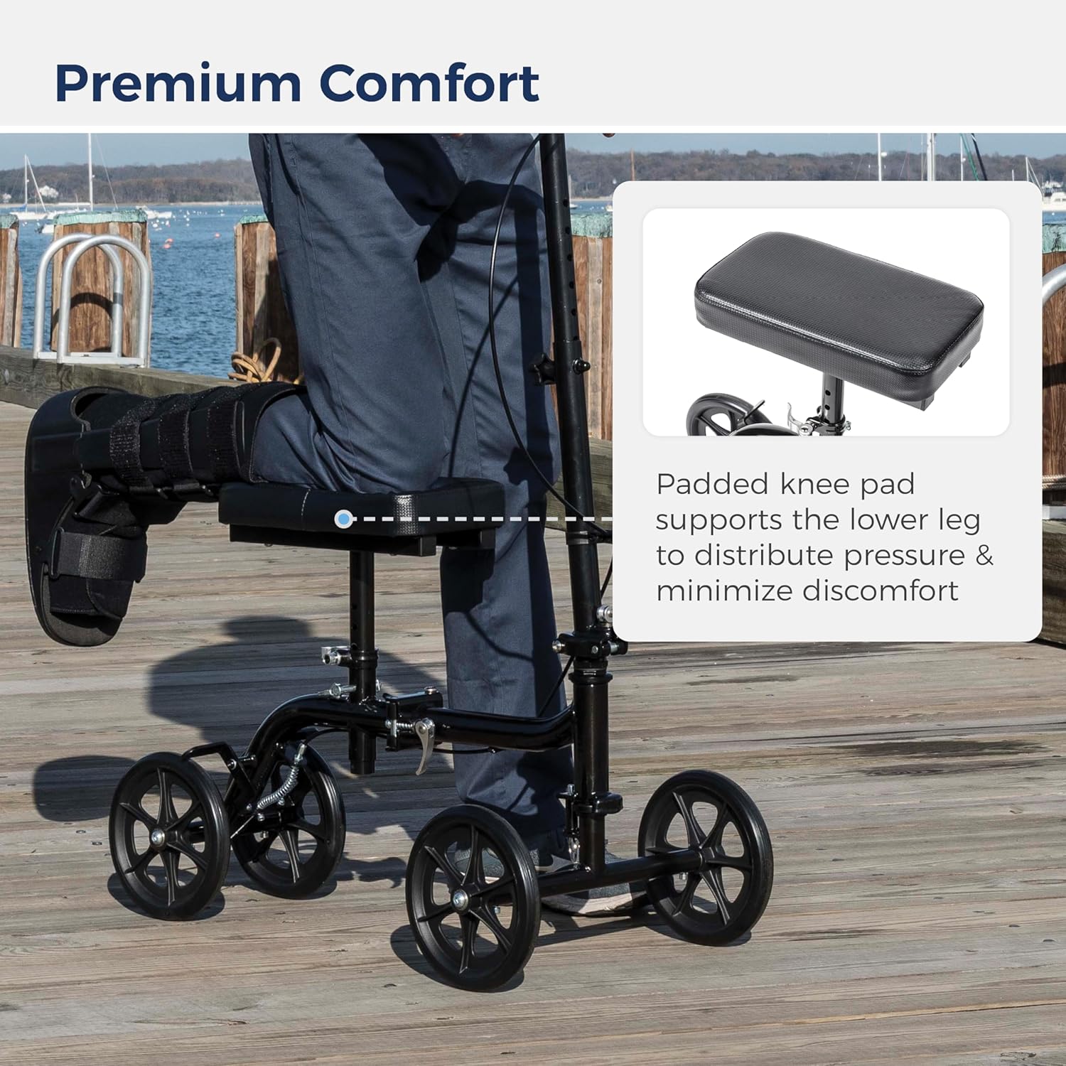 Drive Medical Steerable Folding Knee Scooter & Leg Scooter, Black