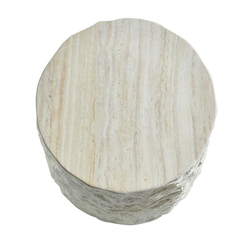 JUSTONE 15.75 ''Round Coffee Table, Accent End Table for Living Room Office Apartment, Modern Minimalist Side Table with Faux Marble Pattern