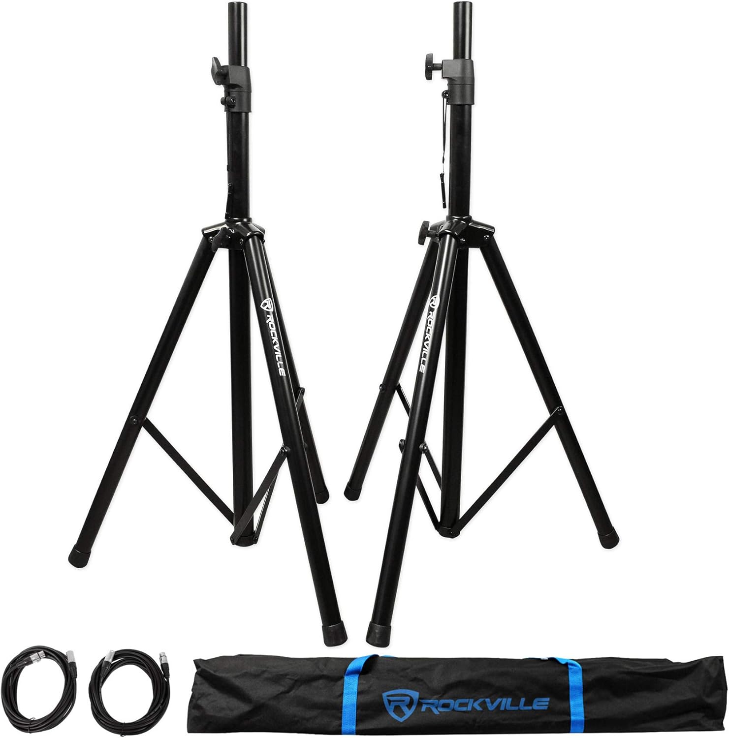Pair Rockville RPG15 15 2000w Powered PA/DJ Speakers + 2 Stands + 2 Cables+Bag