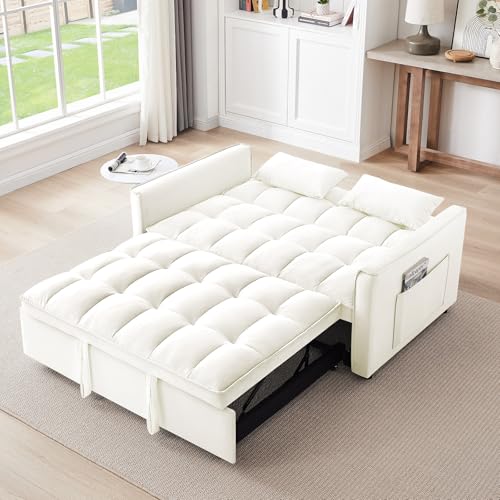 3 in 1 Convertible Sleeper Sofa Bed,Futon Loveseat Couch with Pull-Out Bed & Adjustable Backrest