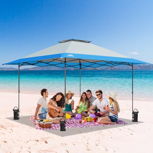 EAGLE PEAK 13x13 Straight Leg Pop Up Canopy Tent Instant Outdoor Canopy Easy Single Person Set up Folding Shelter w/Auto Extending Eaves 169 Square
