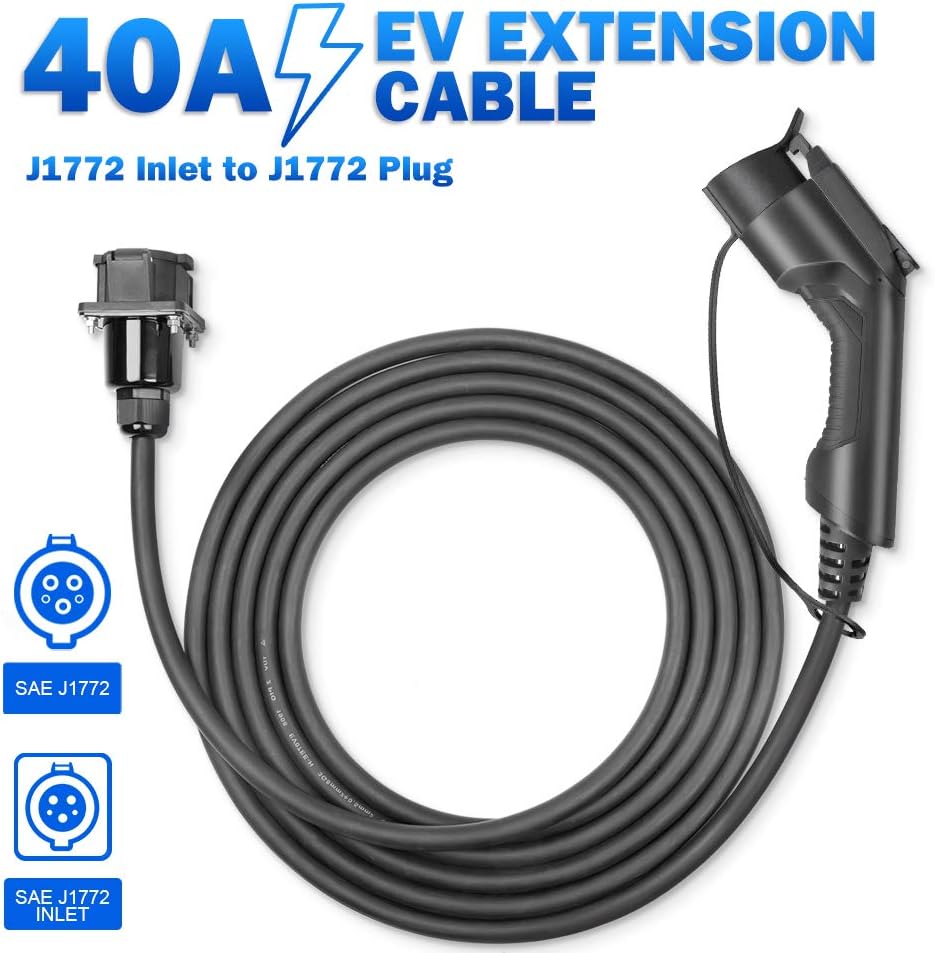 Morec J1772 Extension Cable, 40Amp 20ft EV Extension Cord for EV Charging Stations