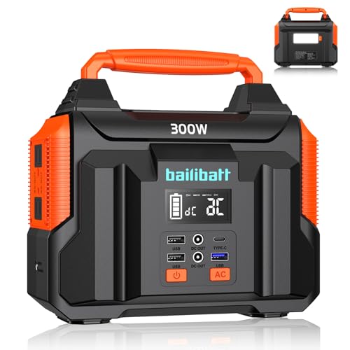 Portable Power Station 300W 257wh Lithium Battery Bailibatt Small Portable Generator for Home Use Camping Travel Emergency Hunting Outdoor