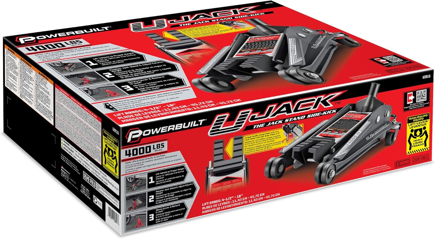 Powerbuilt 620516 2 Ton, U 4000 lbs UJack Garage Jack