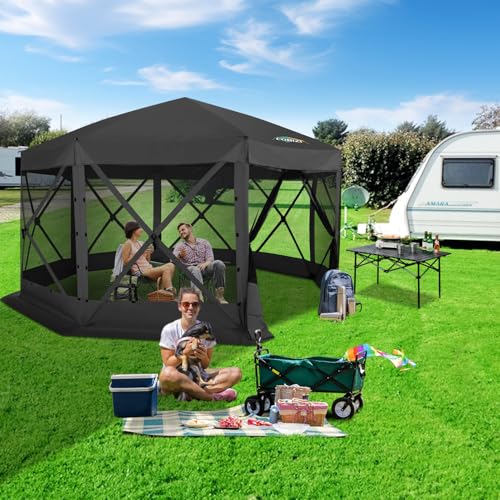 COBIZI 12x12ft Pop up Gazebo Screen Tent Screen House for Camping, Camping Outdoor Screened Gazebo, Canopy Tent