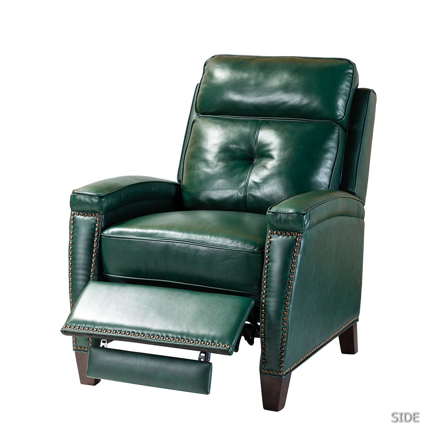 14 Karat Home Mariana Upholstered Genuine Leather Cigar Recliner with Tufted Back Set of 2 in Green