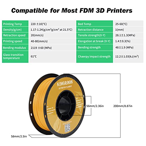 Kingroon PLA 3D Printer Filament, 12Rolls, Dimensional Accuracy +/- 0.03 mm, 12kg Spool(26.4lbs)
