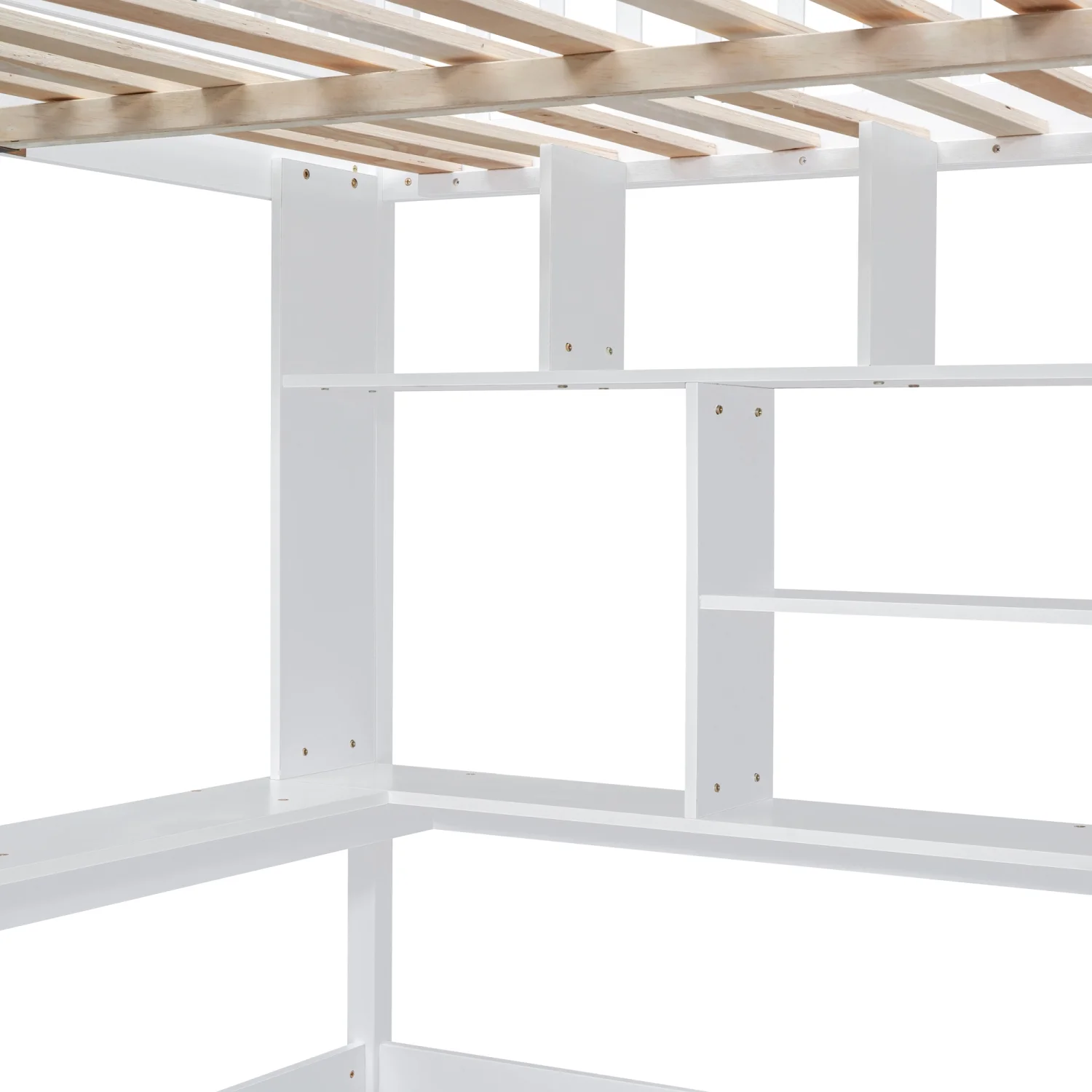 Churanty Full Loft Bed with Wardrobe Storage Space, Stairs Loft Bed with Desk and Shelves for Kids Boys Girls Teens,White - Radiant Selections