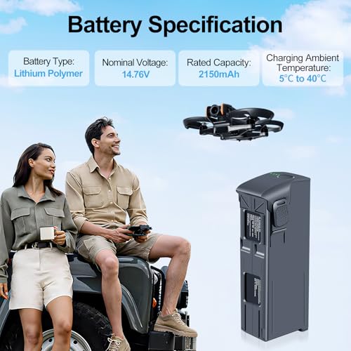 Fantasyo Avata 2 Series Battery 2 Packs 2150mAh and Triple Avata 2 Series Two-Way Charging Hub Kit Compatible with DJI Avata 2 Drone