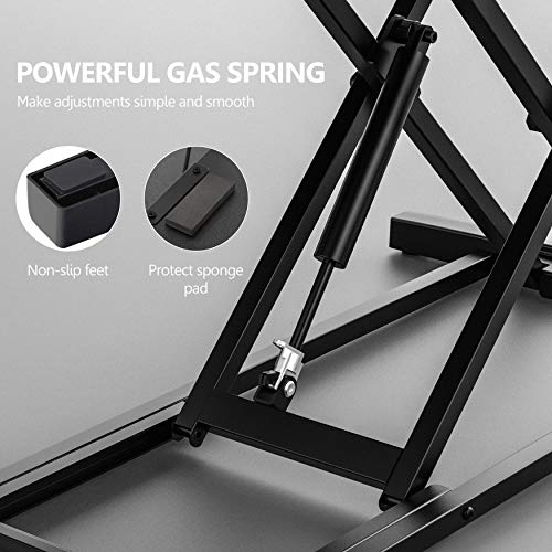 FITUEYES Height Adjustable Standing Desk 36” Wide Sit to Stand Converter Stand Up Desk Tabletop Workstation for Dual Monitor Riser FSD309101WB