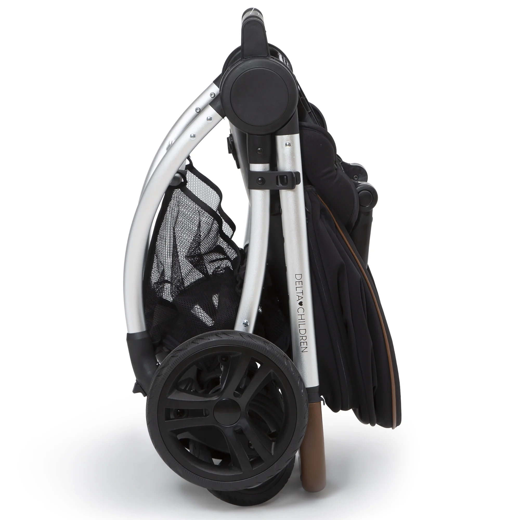 Delta Children Revolve Reversible Stroller - Leather Handlebar; One Hand Easy Fold; Lightweight Shock-Absorbing Frame