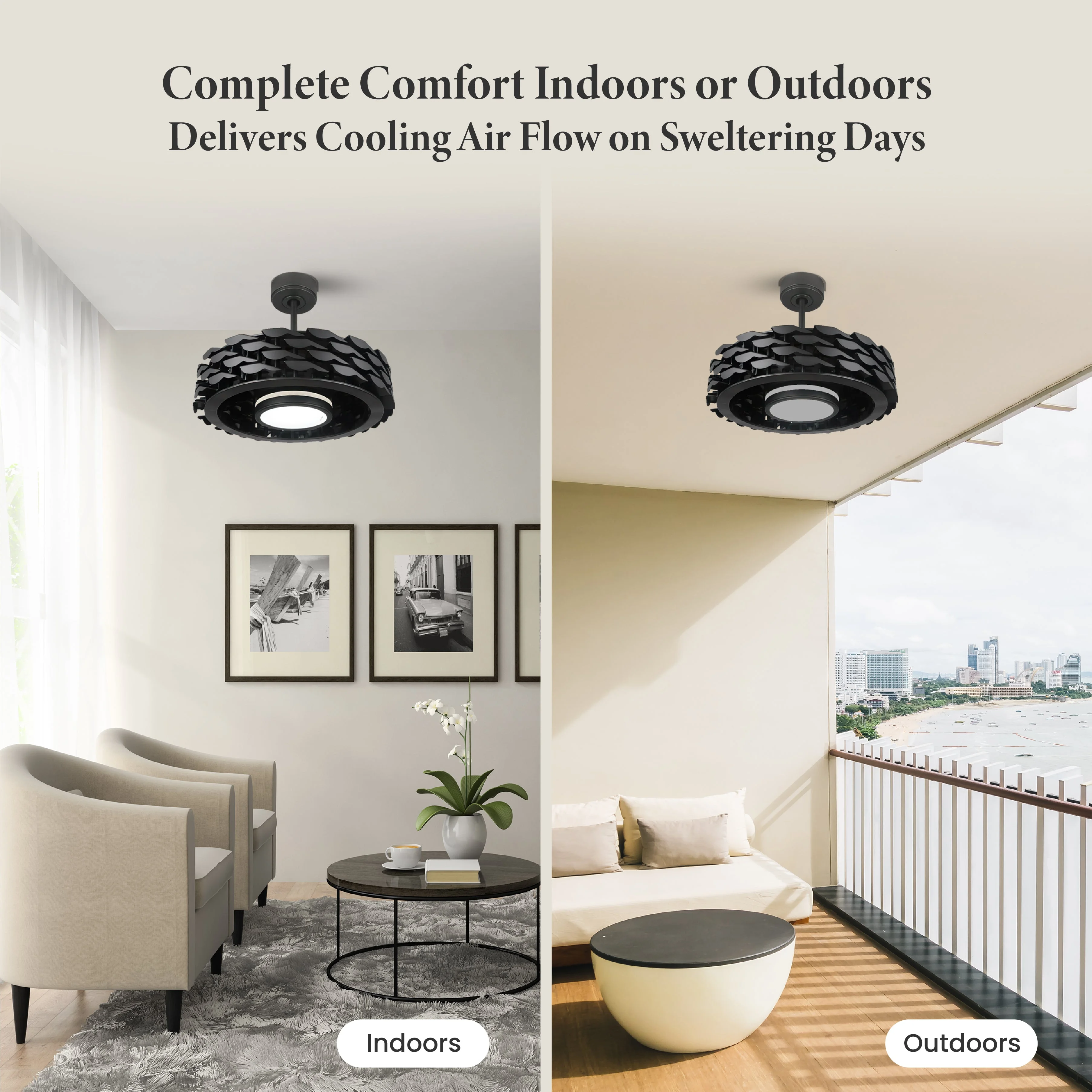 Todays Fans LUMIO Bladeless Smart Ceiling Fan, 6 Speeds with Dimmable LED Light