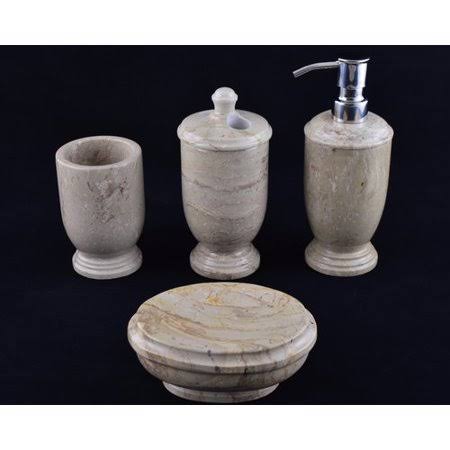 Nature Home Decor Atlantic Sahara Marble 4 Piece Bathroom Accessory Set