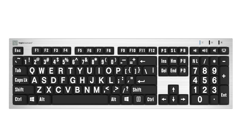 LogicKeyboard Large Print PC Slim Line Keyboard (White on Black) LPRNTWB-AJPU-US