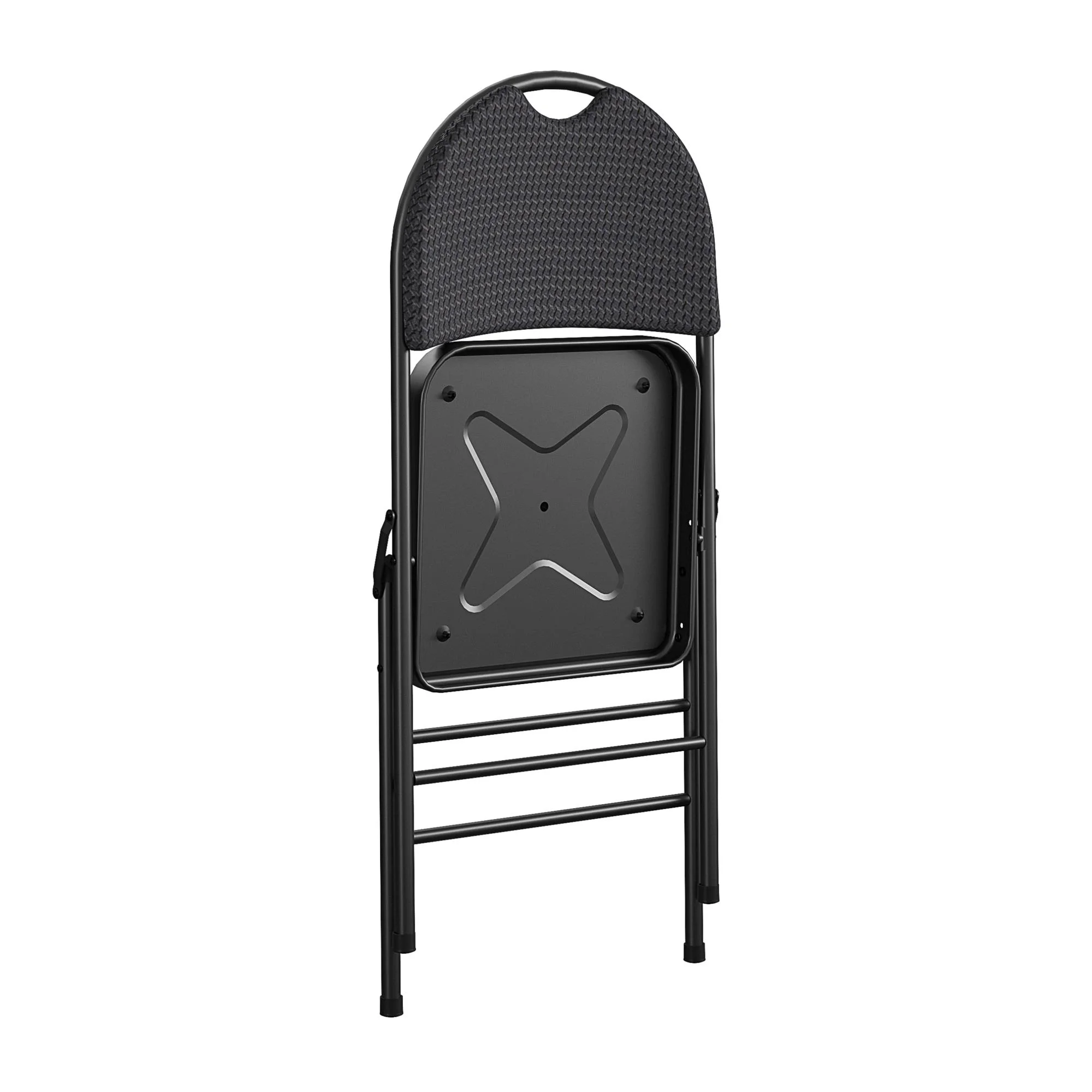 COSCO Commercial XL Comfort Fabric Padded Metal Folding Chair, Triple Braced, Black, 4-Pack