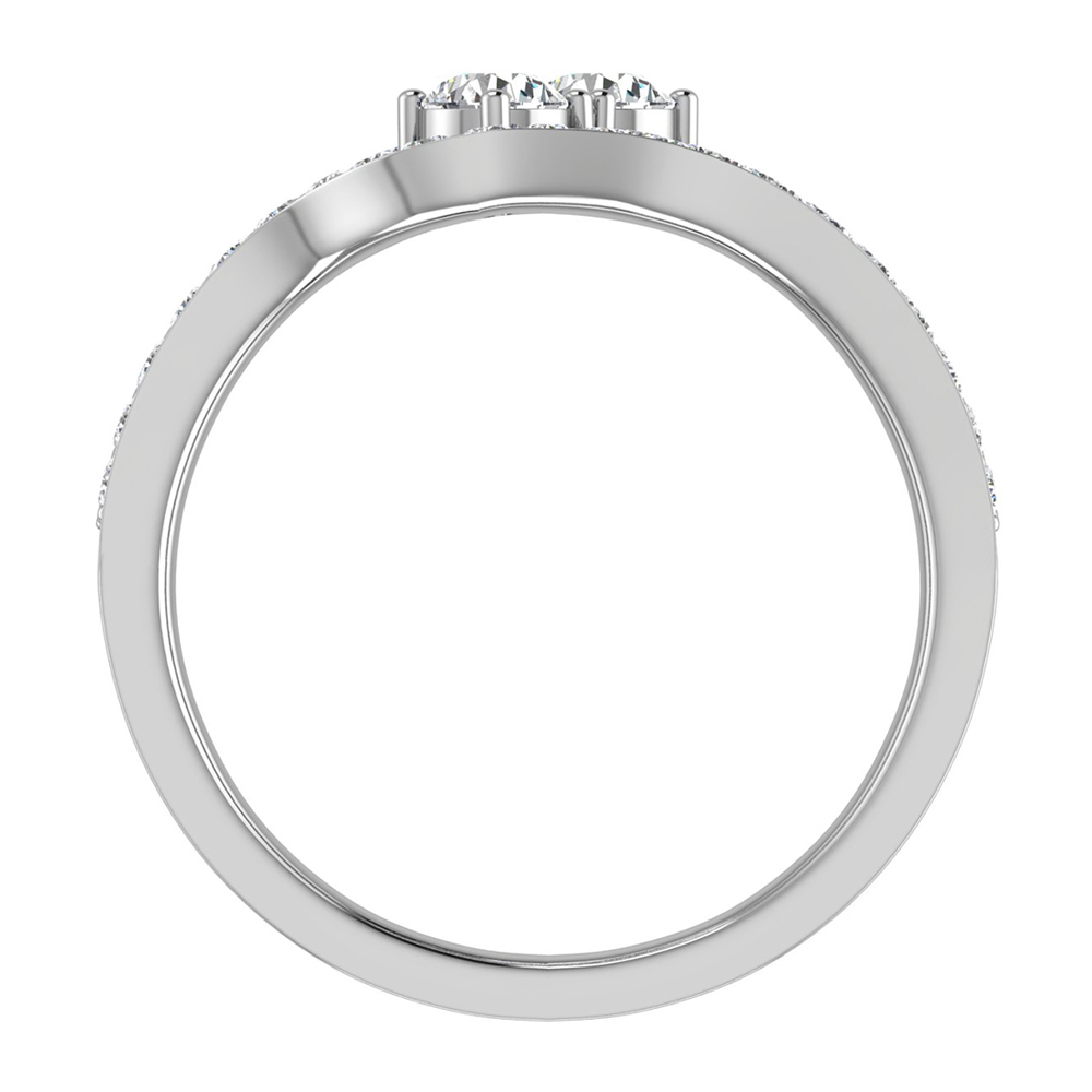 0.90 CT Two-Stone Ring Accent Diamond Wedding Set 14K White Gold (H,SI1)
