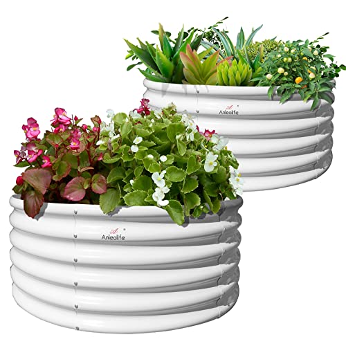 A ANLEOLIFE 8X4X1.5 ft Galvanized Raised Garden Beds Outdoor, Oval Large Metal Planter Box for Planting Vegetables Flowers Herb