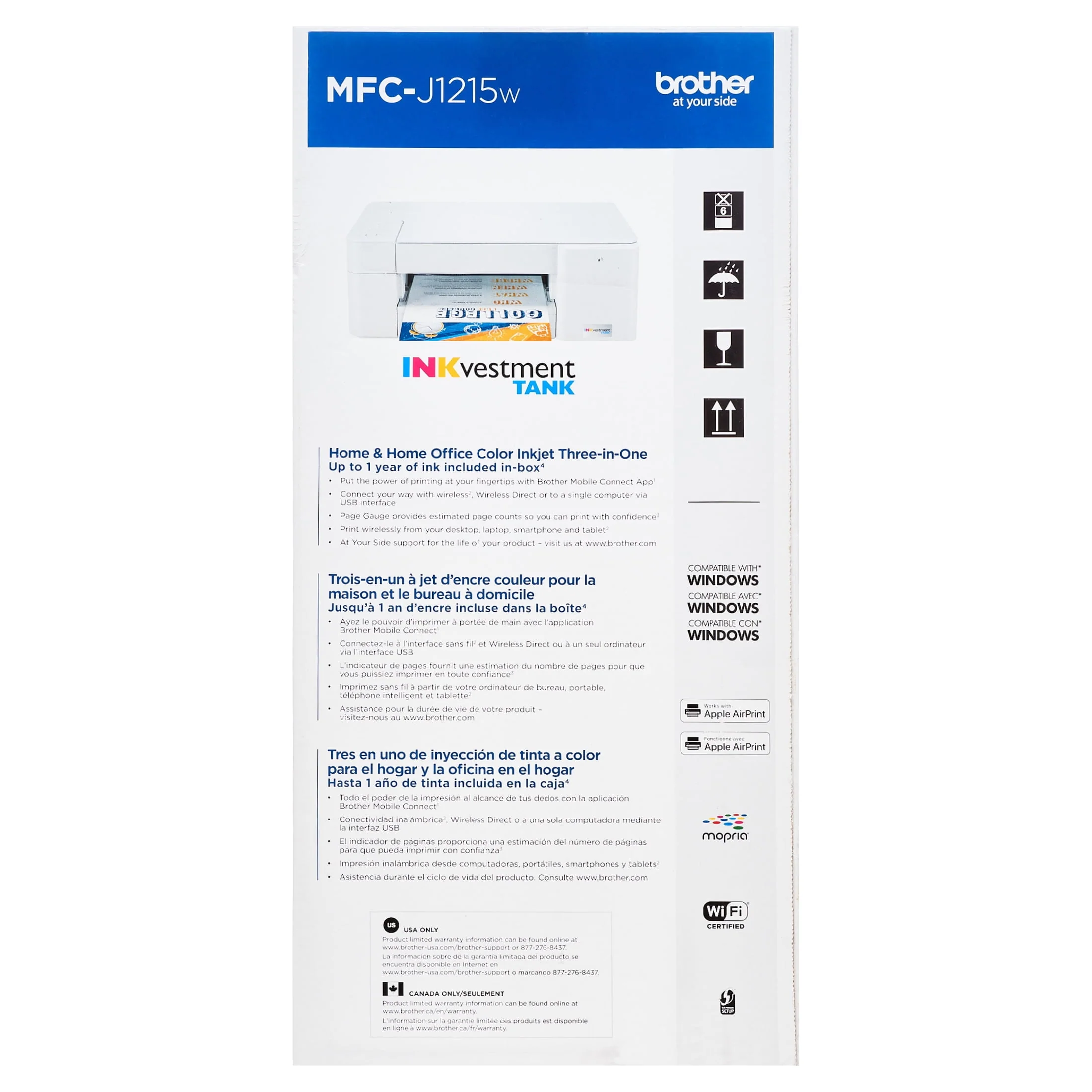 Brother MFC-J1215W INKvestment Tank Wireless Multifunction Color Inkjet Printer with Up to 1-Year of Ink In-box(1)